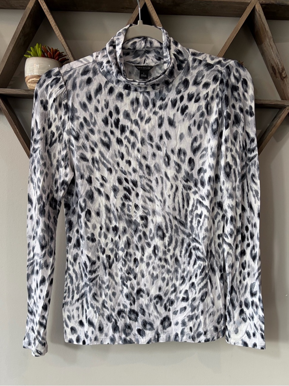 NWT Ann Taylor turtleneck animal print top. Soft lightweight modal. Size small